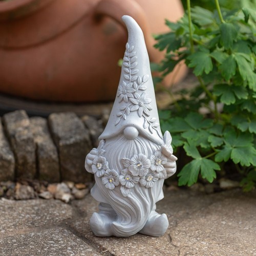 Outdoor grey solar gonk statue - outdoor,