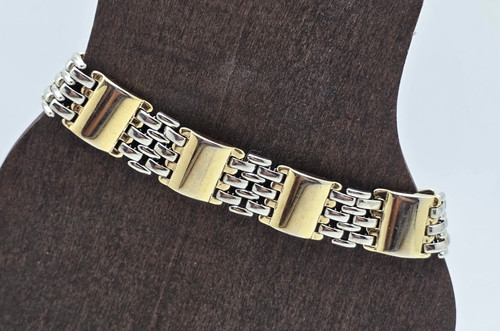 Two tone gold silver wide - gold,