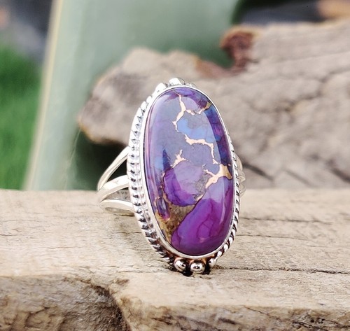 Purple copper turquoise ring - turquoise,