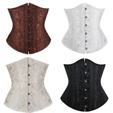 Black White Brown Jacquard Underbust Corset 26 Steel Bones Waist Shaper