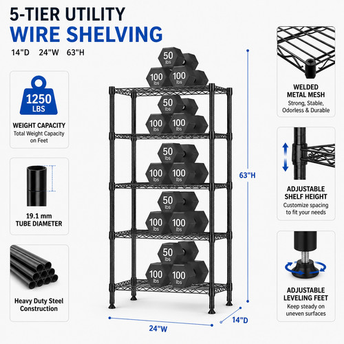 Mzg 1250 lbs shelving - m,