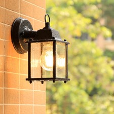 Metal Outdoor Lantern Waterproof Vintage Porch Wall Lamp Garden Lighting Black