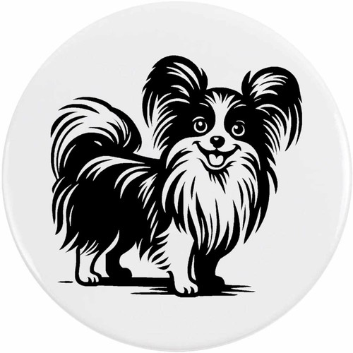 Cute papillon dog button pin - dog',