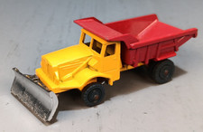 Vtg Husky Aveling Barford Yellow/Red Die-Cast Dump Truck W/ Snow Plow Blade
