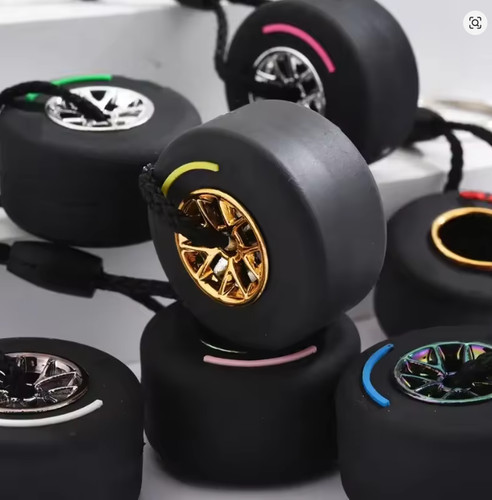 Racing alloy wheel keyring - racing,