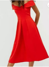 Monsoon Red Bardot Dress Size