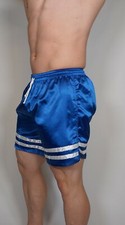 MEN'S SHINY STRIPED BLUE SATIN