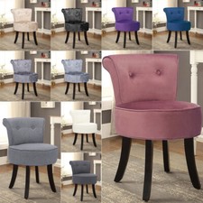 Velvet/Linen Vanity Stool Bedroom Makeup Dressing Table Desk Chair Padded Seater