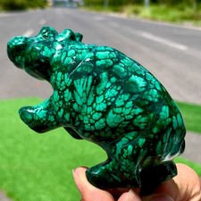 358G Natural glossy Malachite Crystal Handcarved hippo mineral sample