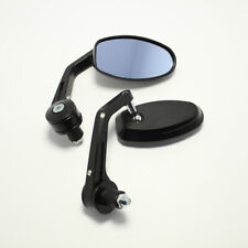 Motorcycle 7/8" Bar End Rearview Mirrors Side Rear Mirror Oval Black Handlebar