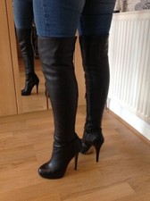 TOPSHOP 'barley2' over the knee thigh high leather boots uk 7 eu 40 us 9.5 (11)