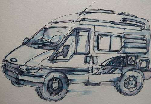 Drawing camper van - , on