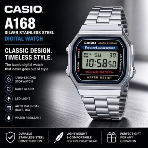 Casio silver a168 digital - casio,