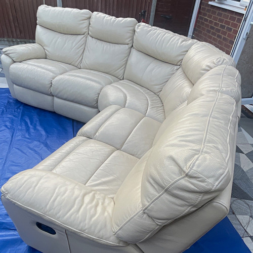 Cream leather corner - leather,
