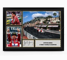 AYRTON SENNA SIGNED PRINT PHOTO POSTER F1 FORMULA ONE TRIBUTE ART FRAMED
