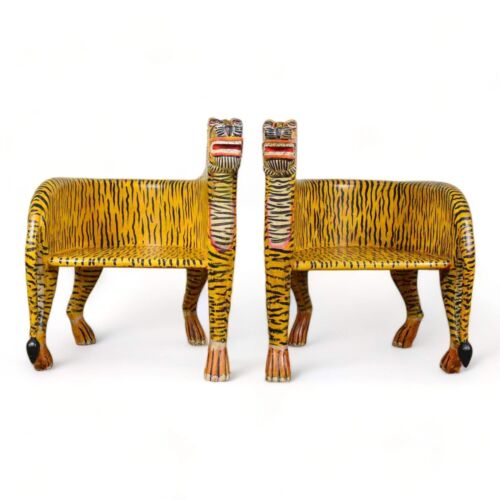 Pair indian wooden carved - pair, of