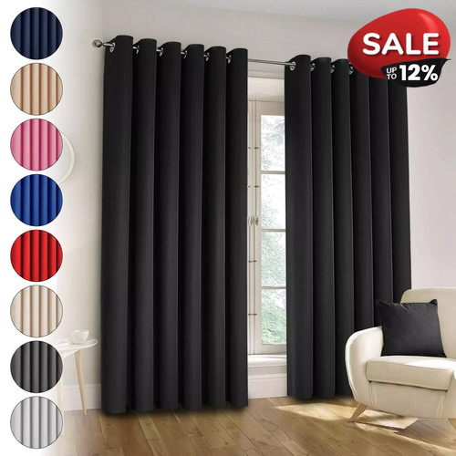 Plain blackout eyelet curtains - blackout,