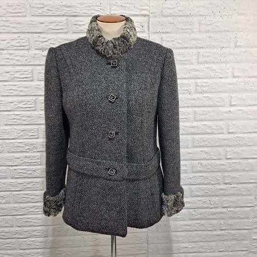 Gray wool short princess coat - short,