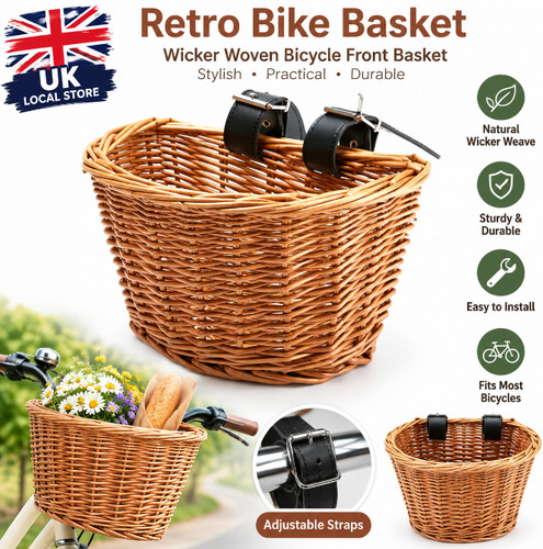 Retro wicker bike basket - retro,