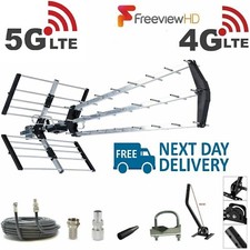 TV Aerial 4G Triple Boom 70 Element Freeview Digi HD Indoor Outdoor Full Kit