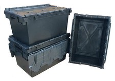 New Plastic Storage Boxes Containers Crates Totes with Lids - 80 Litre Capacity