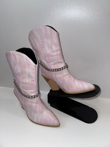 Pink faux snakeskin cowboy - faux,