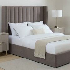 Ottoman Bed Winged Plush Velvet Miami Gaslift Storage Double & King Size Bed