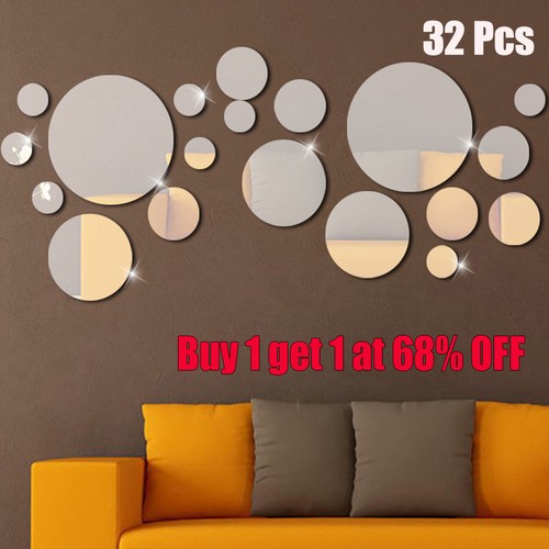 32pcs round mirror tiles wall - 32pcs,