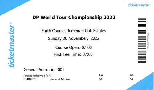 Golf ticket 2022 world - ticket, dp