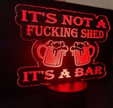 Bar sign open light up its not a fucking shed pub open mancave neon gift present