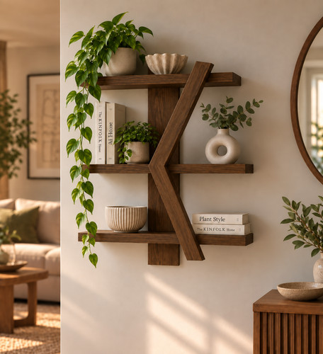 Geometric wooden wall shelf - shelf, 3
