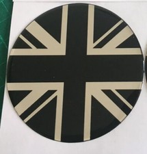 UNION JACK DUCATO BONNET GRILL DOMED BADGE BLACK CHROME  All Sizes made