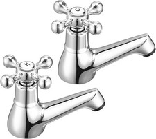 Wasserrhythm Basin Pillar Taps Pair Victorian Twin Bathroom Sink Tap Traditional