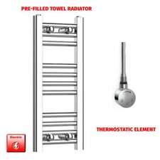 Chrome 600 x 300 mm Electric Heated Towel Rail Radiator Bathroom Pre-Filled HTR