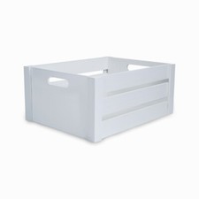 Oval Cutout Handle Wooden Crates Storage Box Rack Shelves Christmas Gift Box