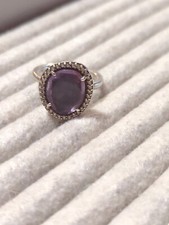 Pandora Retired 'Glamorous Legacy' Sterling Silver Amethyst Ring Size 54