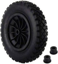UK PU 14" BLACK Puncture Proof Solid 3.50-8 wheelbarrow wheel COMPLETE NEW