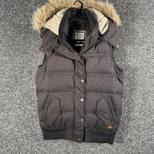 Fat Face Gilet Womens UK 8 Brown Down Bodywarmer Feather Waistcoat Hooded