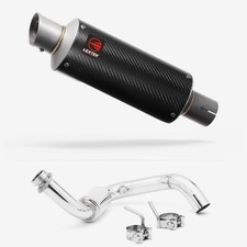 Lextek Carbon Fibre GP8C GP Stubby Exhaust System 240mm Silencer Polished Rear