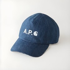 CARHARTT WIP x A.P.C. WIP CAMERON LOGO CAP Indigo Delave Sz.56/S