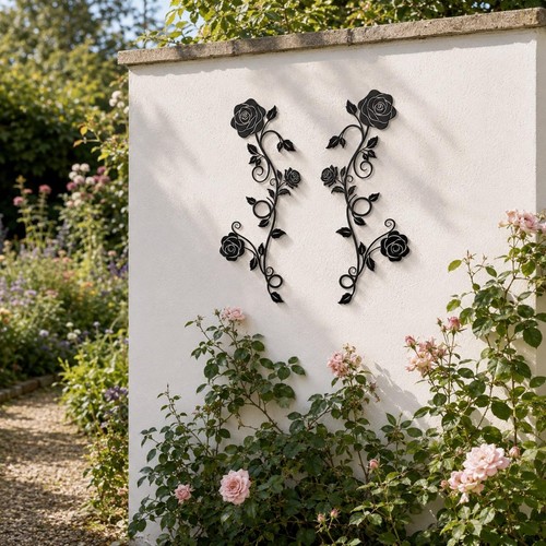2pcs rose metal wall art - art, for