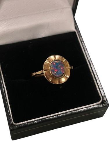 Vintage black opal ring 9ct - vintage,