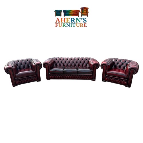 Oxblood leather chesterfield - leather, 3