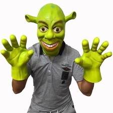 Green Shrek Mask Halloween Cosplay Party Latex Scary Masquerade Costume
