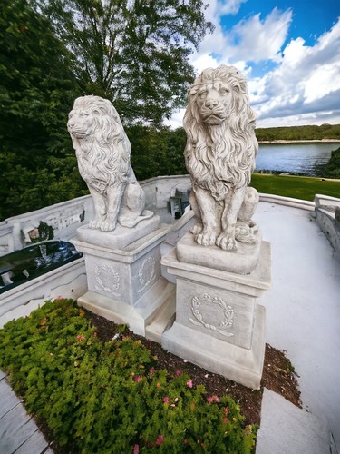Large pair stone lion - lion, on