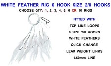 WHITE FEATHER RIG 6 HOOK 2/0