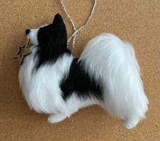 PAPILLON with  CHRISTMAS STAR - Part needle felted DOG