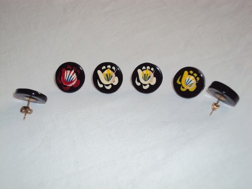 Wooden 15mm button earrings - wooden,