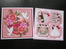 ONE ONLY SET/SALE    --- 2 x WEDDING THEMED   Hand Made Card  Toppers 