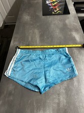 adidas shiny nylon sprinter shorts vintage XS Blue White West Germany Retro Rare